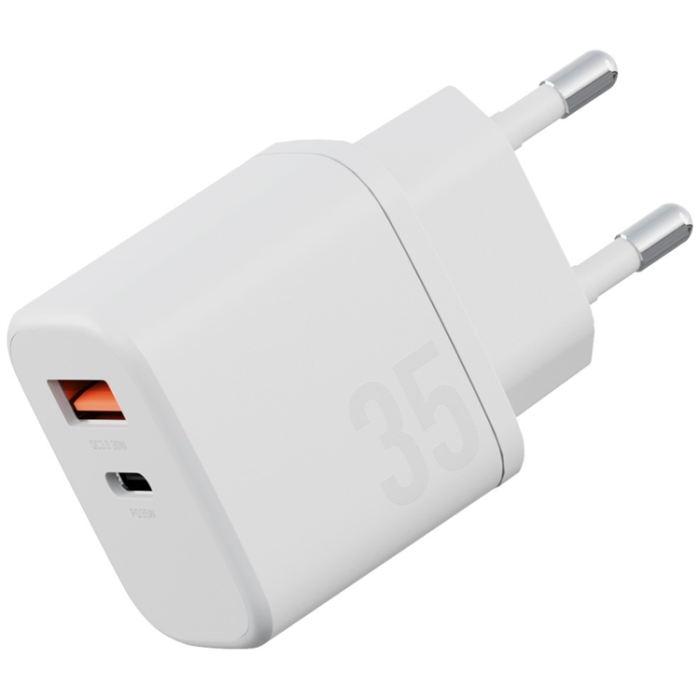 ENERGEA - Bazic Väggladdare USB-A Till USB-C Med USB-C Kable - Vit