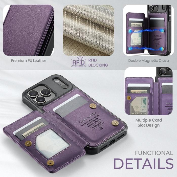 Caseme - CASEME C22 iPhone 17 Pro Fodral med RFID-Skydd och 5 Kortplatser Lila