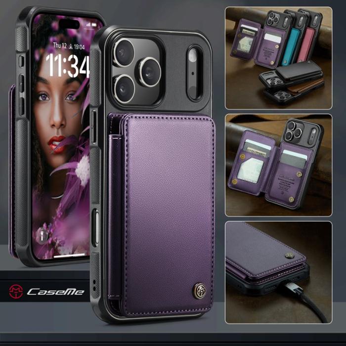 Caseme - CASEME C22 iPhone 17 Pro Fodral med RFID-Skydd och 5 Kortplatser Lila