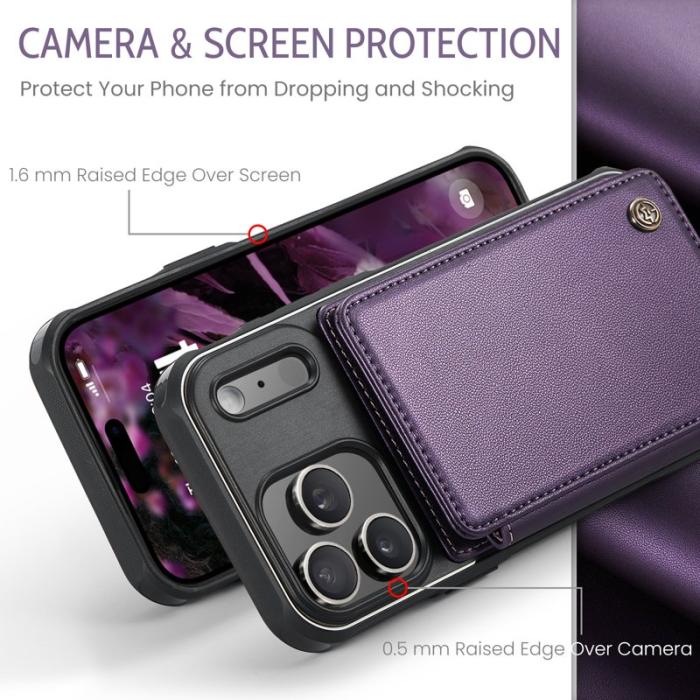 Caseme - CASEME C22 iPhone 17 Pro Fodral med RFID-Skydd och 5 Kortplatser Lila