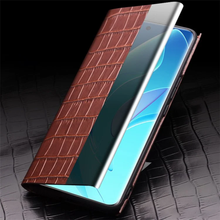 QIALINO - QIALINO Honor 60 Pro Fodral Cowhide Äkta Läder - Brun