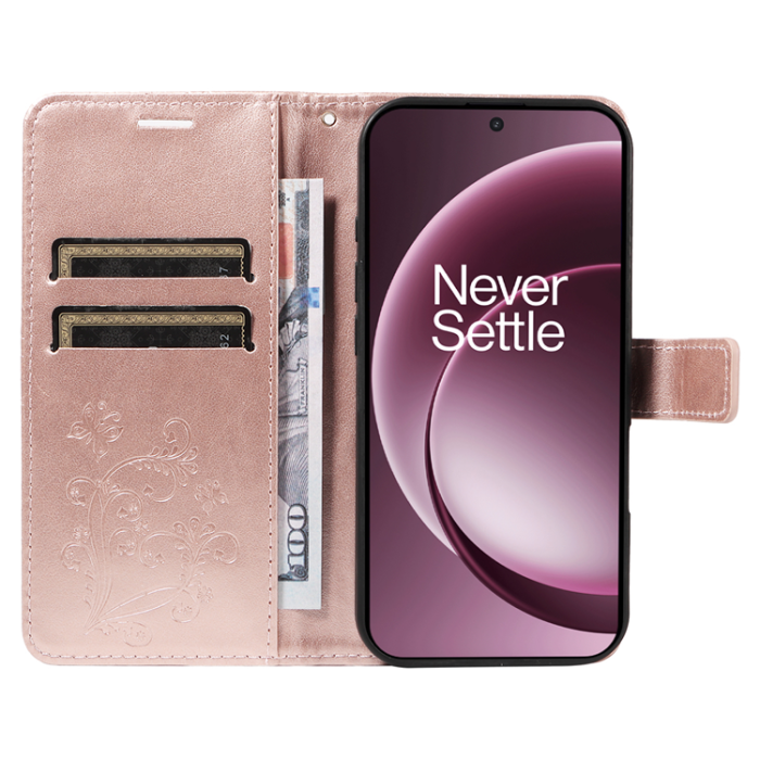 A-One Brand - OnePlus 15 Konstläder Plånboksfodral Floral Butterfly Imprinted