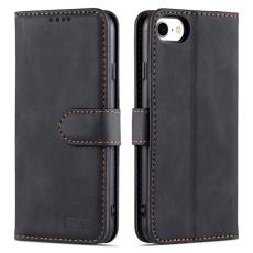 AZNS - AZNS iPhone SE (2022)/SE (2020)/8/7 Pl&aring;nboksfodral Konstl&auml;der - Svart