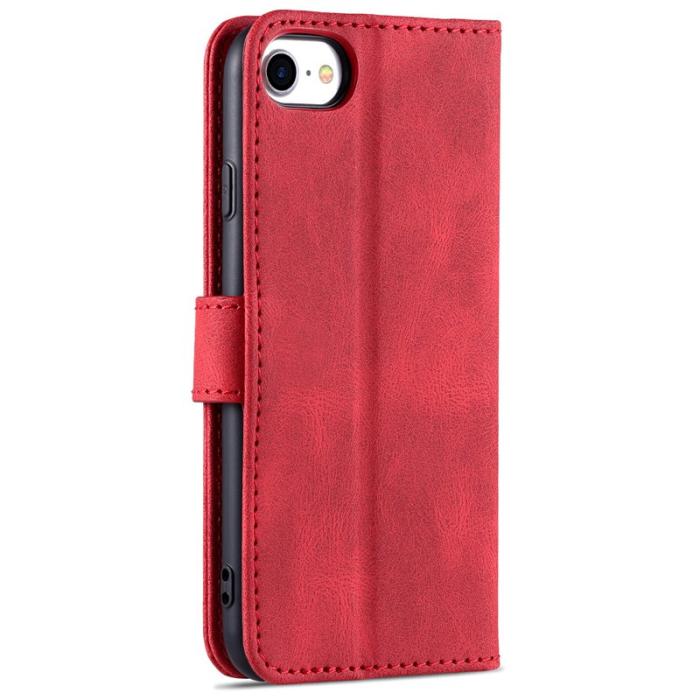AZNS - AZNS iPhone SE (2022)/SE (2020)/8/7 Plånboksfodral Konstläder - Röd