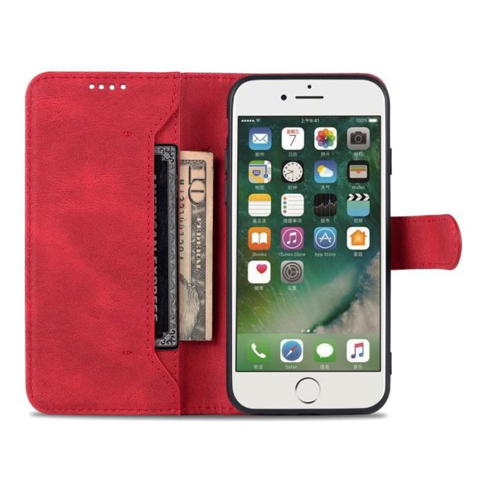 AZNS - AZNS iPhone SE (2022)/SE (2020)/8/7 Plånboksfodral Konstläder - Röd