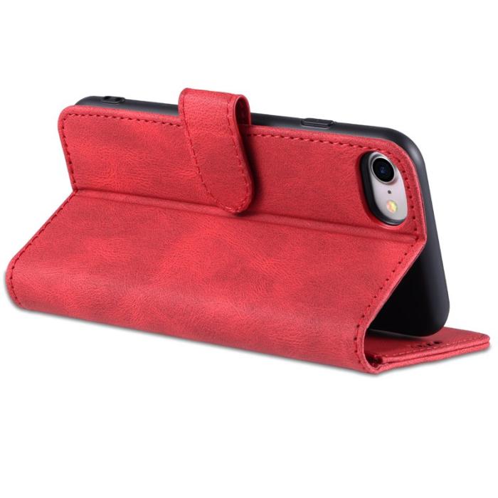 AZNS - AZNS iPhone SE (2022)/SE (2020)/8/7 Plånboksfodral Konstläder - Röd
