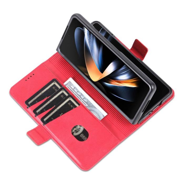 AZNS - AZNS Samsung Galaxy Z Fold3 5G Plånboksfodral Konstläder - Röd