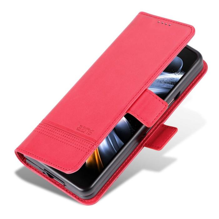 AZNS - AZNS Samsung Galaxy Z Fold3 5G Plånboksfodral Konstläder - Röd