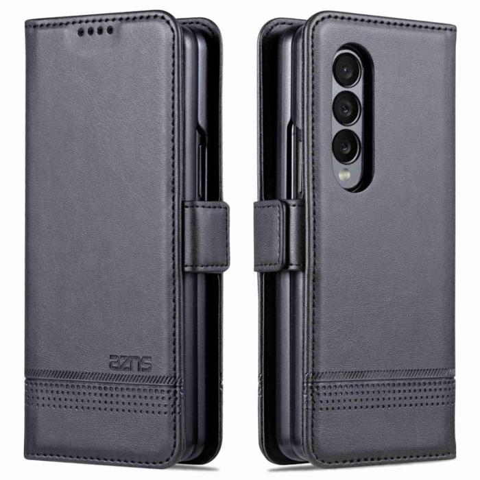AZNS - AZNS Samsung Galaxy Z Fold3 5G Plånboksfodral Konstläder - Svart