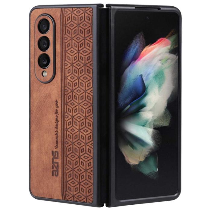 AZNS - AZNS Samsung Galaxy Z Fold3 5G Fodral - Imprinted KonstLäder - Brun