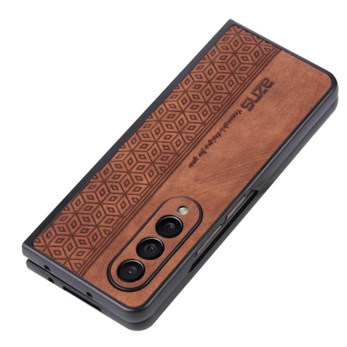 AZNS - AZNS Samsung Galaxy Z Fold3 5G Fodral - Imprinted KonstLäder - Brun