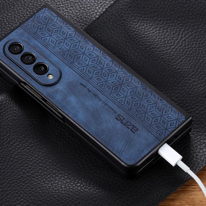 AZNS - AZNS Samsung Galaxy Z Fold3 5G Fodral KonstLäder - Blå