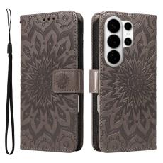 OEM - Samsung Galaxy S26 Ultra Pl&aring;nboksfodral Konstl&auml;der Solrostryck - Gr&aring;