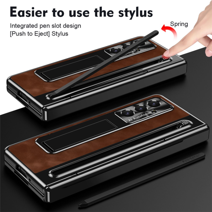 A-One Brand - Galaxy Z Fold 7 Mobilskal Kickstand med Stylus - Brun