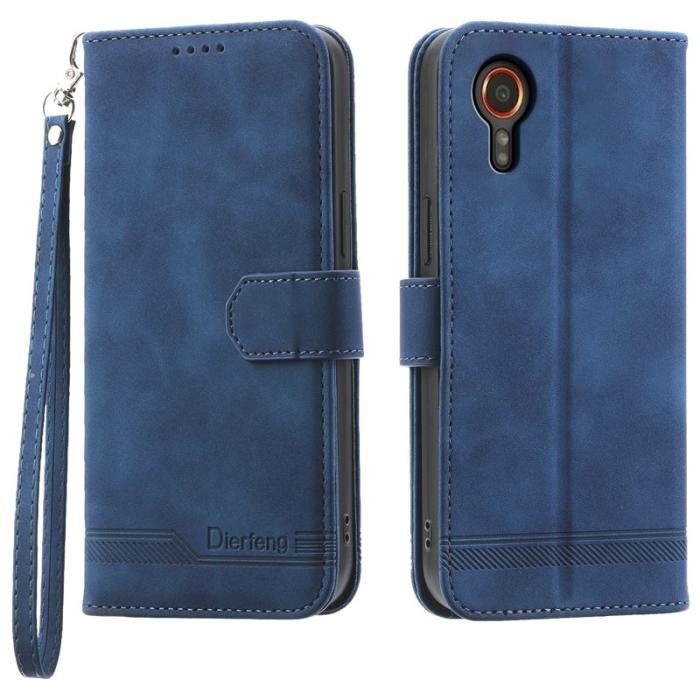 DIERFENG - DIERFENG DF-03 Samsung Galaxy Xcover7 Plånboksfodral Konstläder - Blå