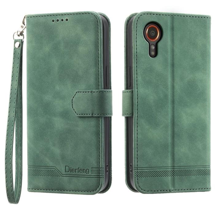 DIERFENG - DIERFENG DF-03 Samsung Galaxy Xcover7 Plånboksfodral Konstläder - Grön