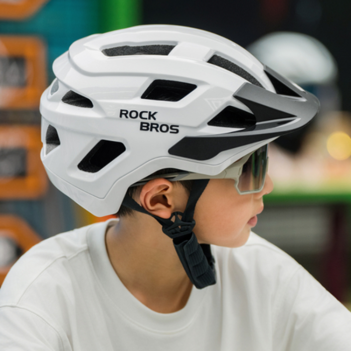 Rockbros - Rockbros LK-67 Cykelhjälm för Barn med Avtagbart Visir 54–58 cm - Vit