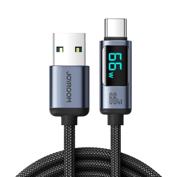Joyroom - Joyroom USB-C till USB-A kabel 66W med LED display 1.2m - Svart