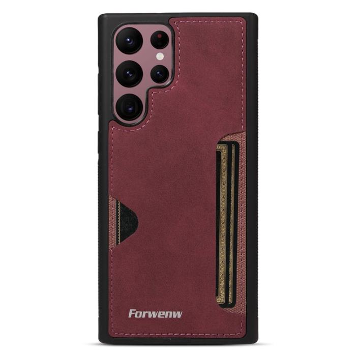 FORWENW - FORWENW F5 Series Samsung Galaxy S24 Ultra Fodral KonstLäder - Vinröd