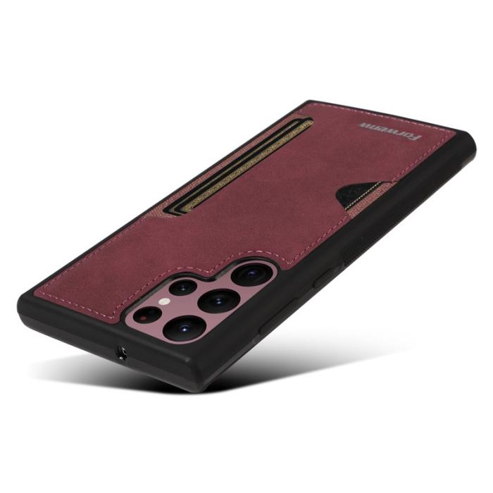 FORWENW - FORWENW F5 Series Samsung Galaxy S24 Ultra Fodral KonstLäder - Vinröd