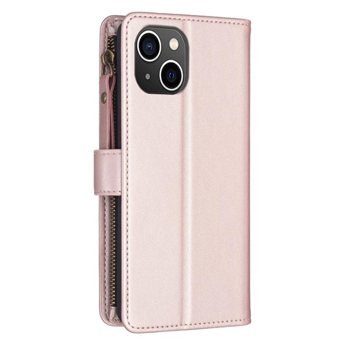 A-One Brand - iPhone 15 Plus Plånboksfodral Zipper Flip - Rosa Guld