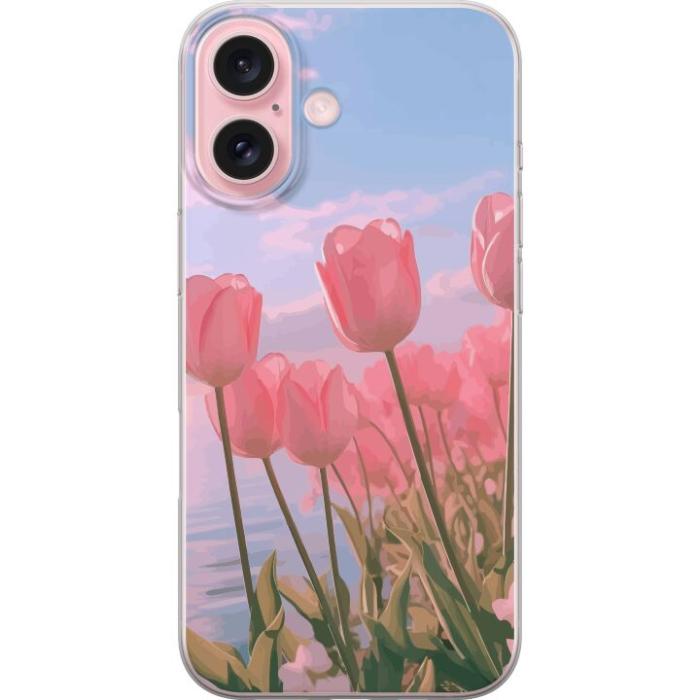 iSecrets - Mobilskal till Apple iPhone 16 med Rosa Tulpaner