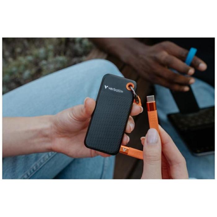 Verbatim - Verbatim Extern hårddisk Pocket SSD 256GB USB-C 3.2 Gen 2 - Svart/Orange