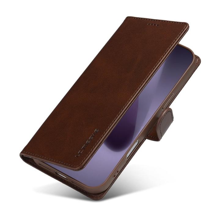 LC.imeeke - LC.IMEEKE iPhone 17 Pro Max Plånboksfodral Konstläder - Brun