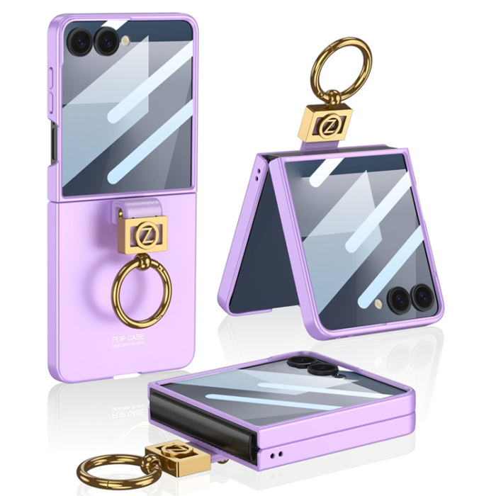 GKK - GKK Galaxy Z Flip 7 Mobilskal Ringhållare Härdat glas Fram