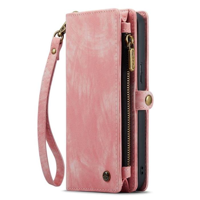 Caseme - CASEME iPhone 14 Plus Plånboksfodral Äkta Läder Detachable - Rosa