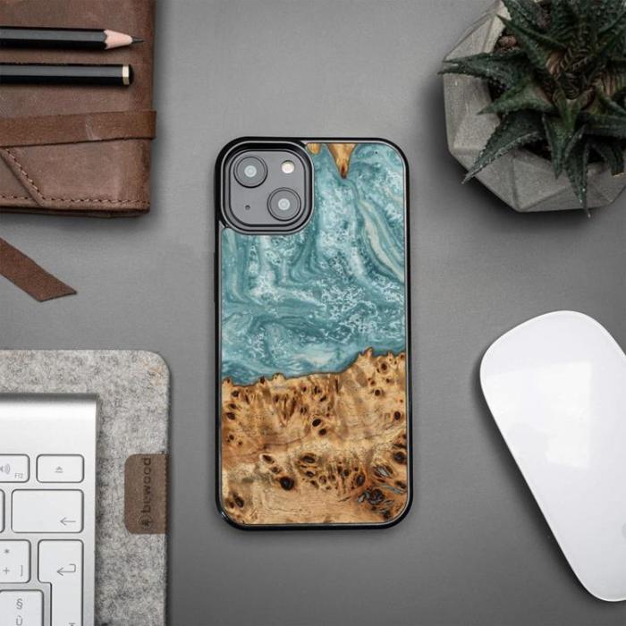Bewood - Bewood iPhone 15 Plus Mobilskal Unique Uranus - Blå/Vit