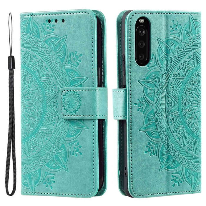 A-One Brand - Sony Xperia 10 V Plånboksfodral Imprinted Mandala Flower - Grön