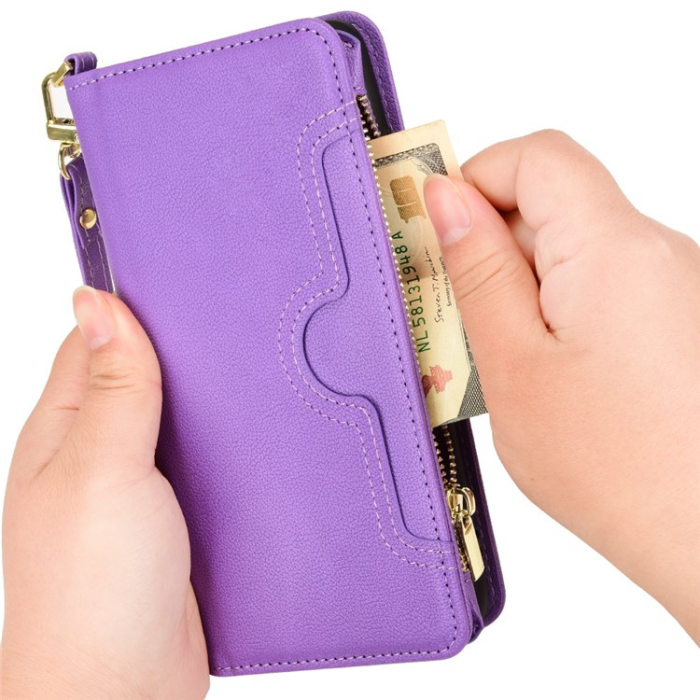 OEM - Galaxy A34 5G Plånboksfodral Zipper med Rem - Lila