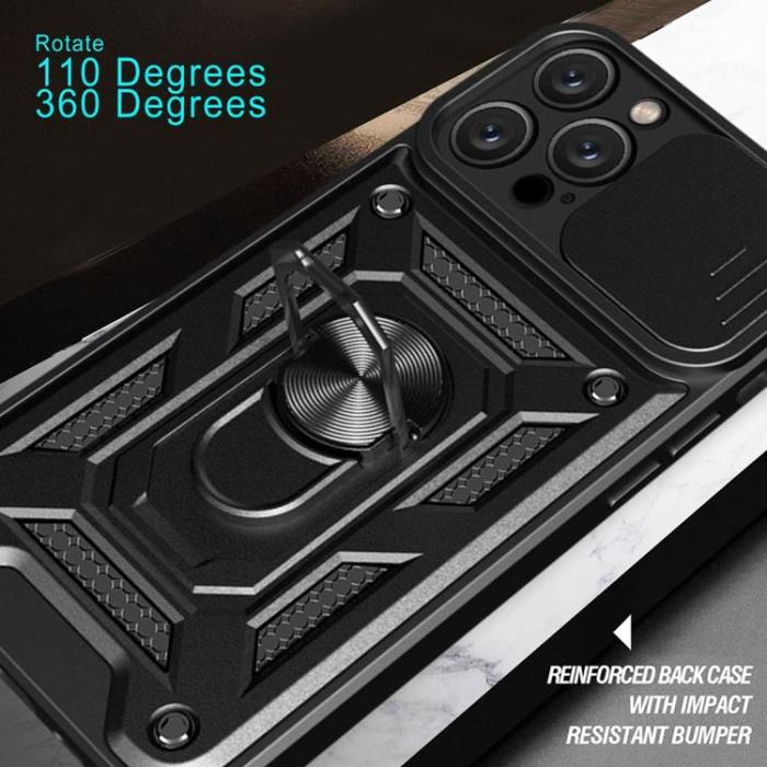 OEM - iPhone 14 Pro Skal Kameraskydd Kickstand - Svart
