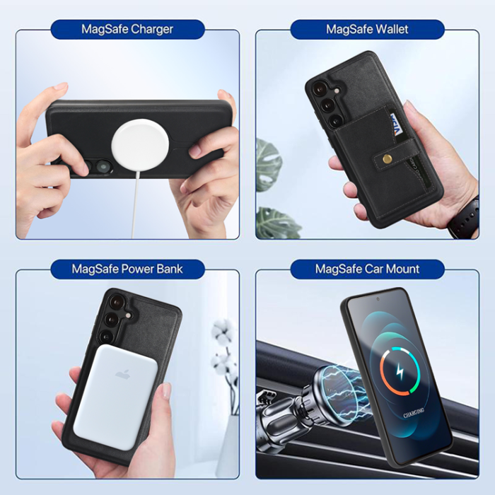 A-One Brand - Galaxy S25 Mobilskal MagSafe Detachable Korthållare Kickstand