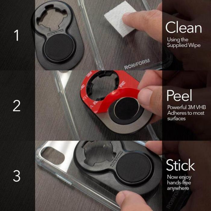 ROKFORM - ROKFORM Universal Adapter 3M Tejpmontering Passar Mobil och Tablet - Svart