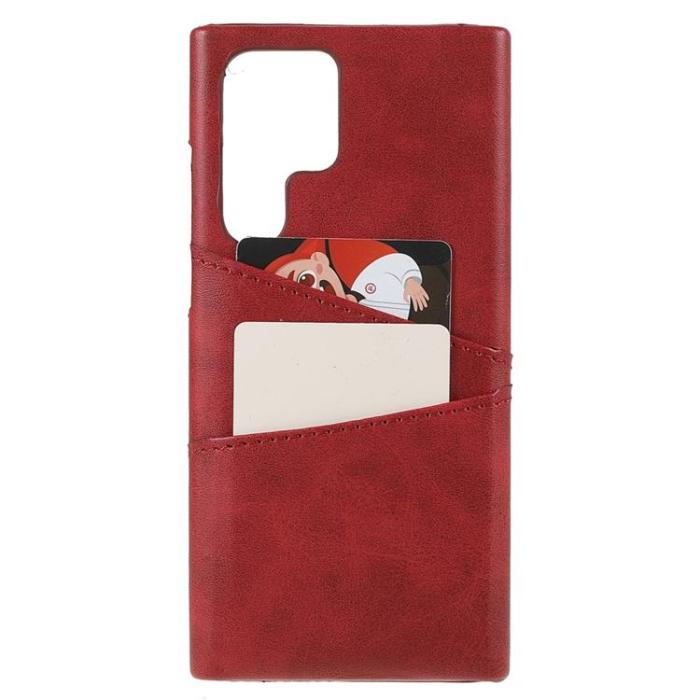 OEM - Kortplats Läder Skal Galaxy S22 Plus - Röd