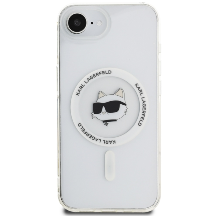 KARL LAGERFELD - Karl Lagerfeld iPhone 16e Mobilskal Magsafe Metal Choupette Head - Vit