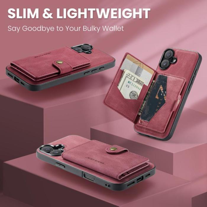 OEM - JEEHOOD iPhone 17 Mobilskal KonstLäder + Plast Avtagbar - Röd