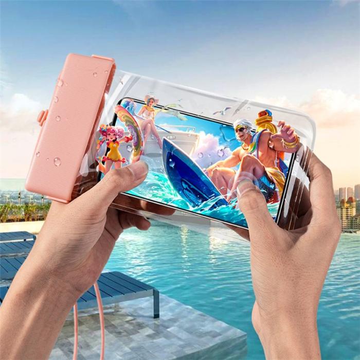 OEM - Vattentätt Universalt Mobilfodral IPX8 TPU Stripes - Rosa