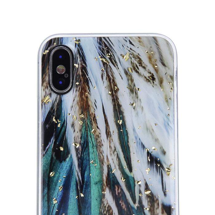 Guldlam - Guld Glam Skal med fjädrar för iPhone 15 - Elegans & Skydd