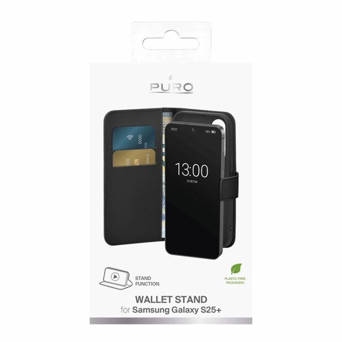 Puro - Puro Galaxy S25 Plus Plånboksfodral med Flip - Svart