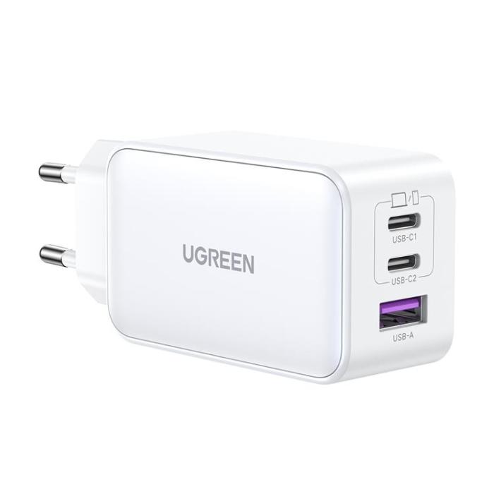 Ugreen - Ugreen GaN Väggladdare USB-/2x USB-C 65W Fast - Vit