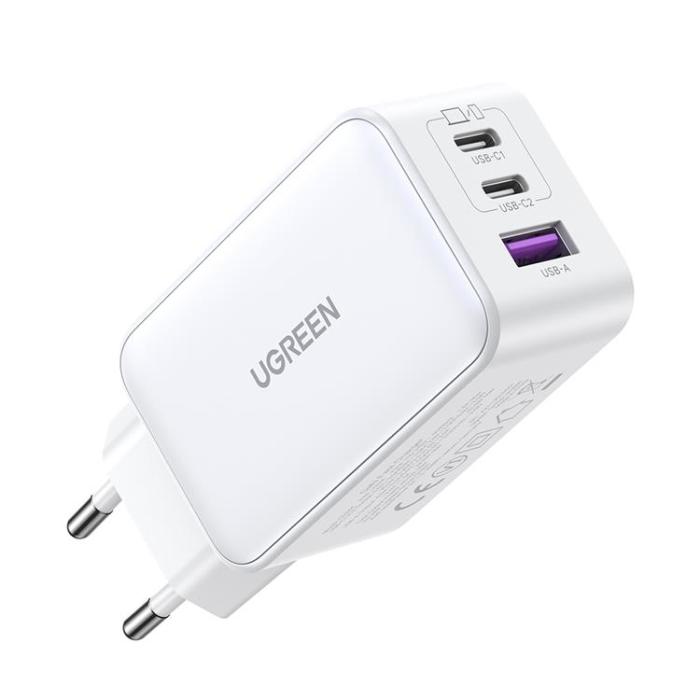 Ugreen - Ugreen GaN Väggladdare USB-/2x USB-C 65W Fast - Vit