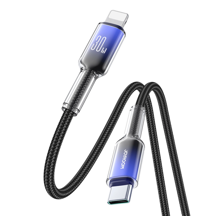 Joyroom - Joyroom S-A42 USB-C - Lightning 30W 1.2m Kabel Crystal-Clear Series - Svart