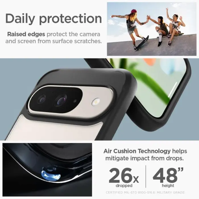 UTGATT - Spigen Google Pixel 9/9 Pro Mobilskal Ultra Hybrid - Matt Svart