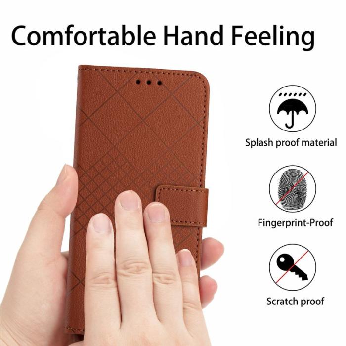 OEM - Samsung Galaxy S26 Fodral Imprint Konstläder Flip Folio - Brun