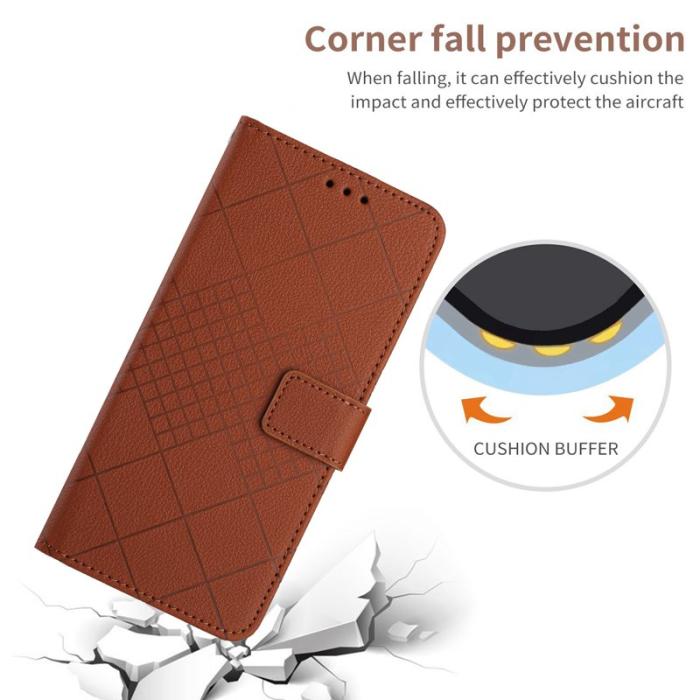 OEM - Samsung Galaxy S26 Fodral Imprint Konstläder Flip Folio - Brun
