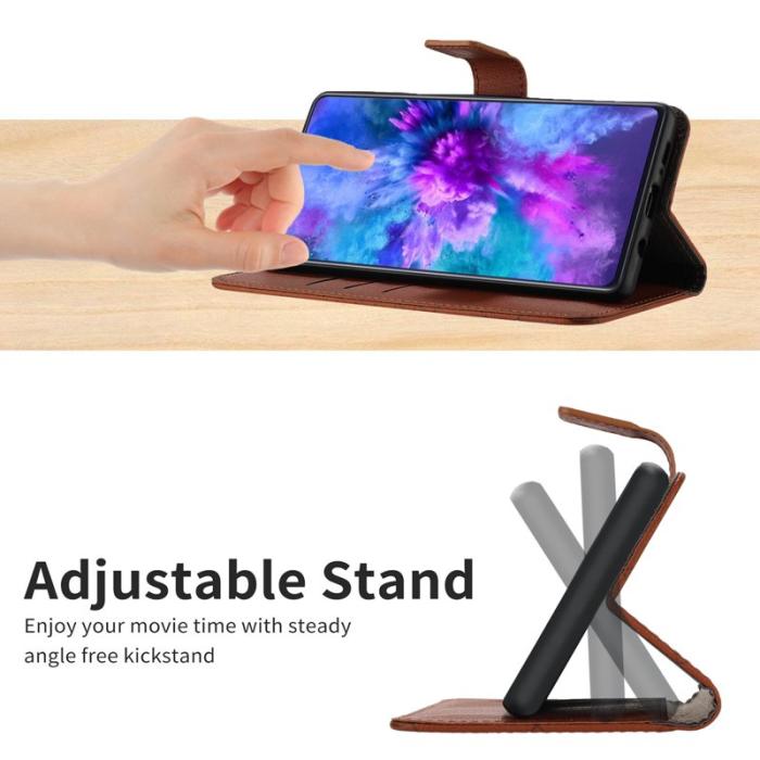 OEM - Samsung Galaxy S26 Fodral Imprint Konstläder Flip Folio - Brun