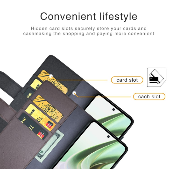 A-One Brand - OnePlus Nord CE 3 Lite 5G Plånboksfodral Äkta Läder - Svart